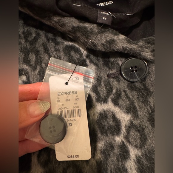 NWT EXPRESS Brushed Leopard Wool-blend Coat 🖤🩶 - Picture 6 of 6